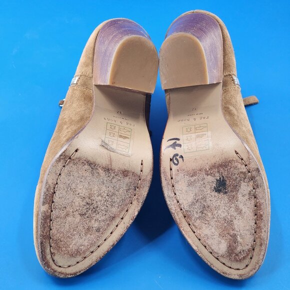 RAG & BONE Margot Tan Suede High Block Heel Ankle Bootie Double Zip - Picture 10 of 10